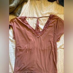 Lace blouse with open back